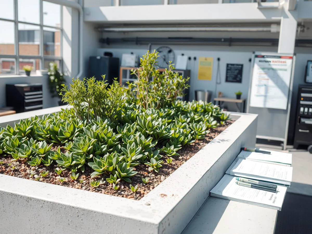 怡庭轻型屋顶花园实景，展示轻质基质和佛甲草覆盖效果