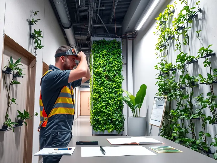 怡庭工人安装植物墙模块